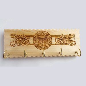Celtic Wolf Key Hanger Wall Mounted Hook Organizer